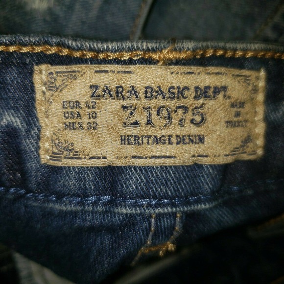 Zara Basic Denim Heritage Z1975 Distressed Straight Jeans Size 10‎ - Picture 11 of 11